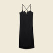 Robe longue droite satin noir femme