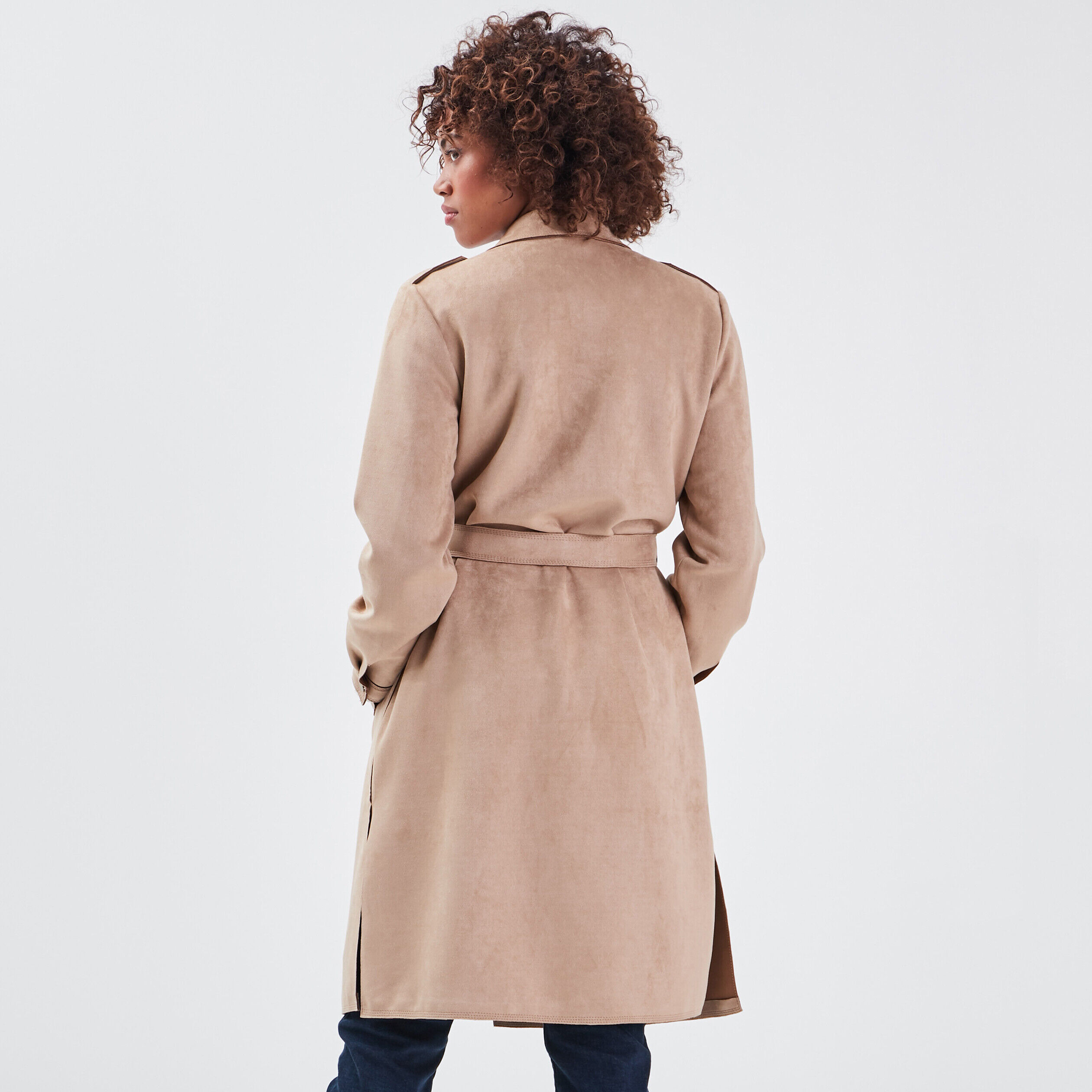 trench femme suedine