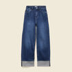 Jeans straight taille haute denim brut femme