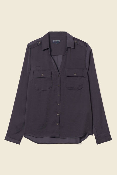 Chemise manches longues gris foncé femme