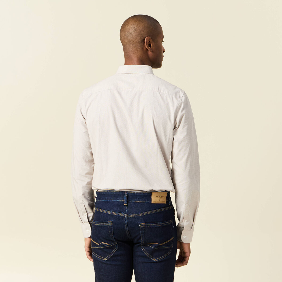 Chemise manches longues beige homme