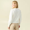Pull manches longues col rond ecru femme