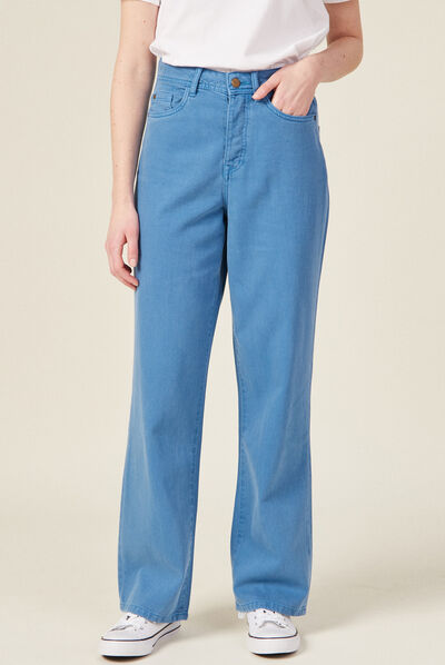 Pantalon large éco-responsable bleu femme