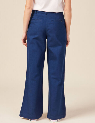 Jeans flare taille haute bleu marine femme