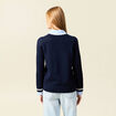 Pull manches longues 2-en-1 bleu foncé femme