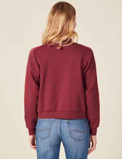 Gilet manches longues zippé prune femme
