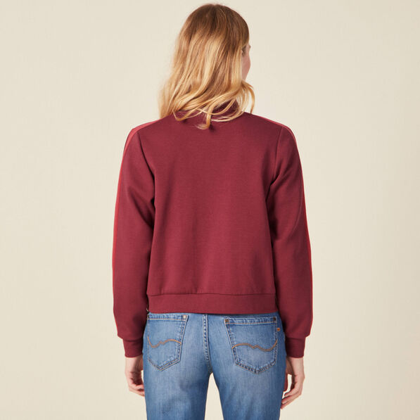 Gilet manches longues zippé prune femme