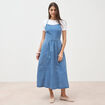 Robe bretelle en jeans col rond denim used femme