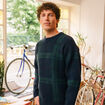 Pull manches longues bleu marine homme