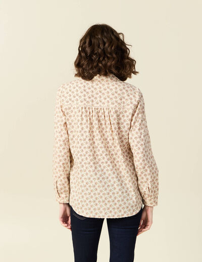 Chemise manches longues creme femme
