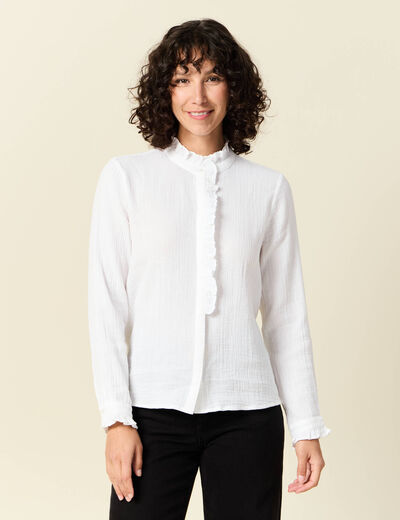 Chemise manches longues blanc femme