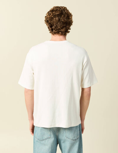 T-shirt ample en coton manches courtes ecru homme