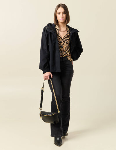 Parka oversize à capuche noir femme