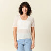 Pull manches courtes ajouré creme femme