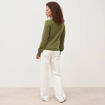 Pull col v manches longues vert femme