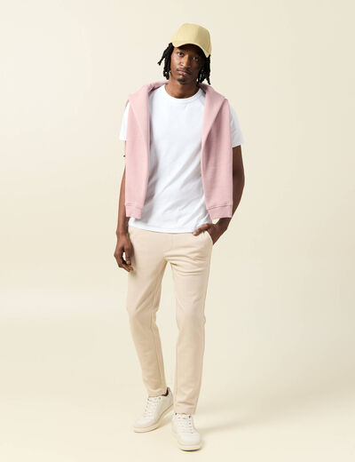 Pantalon jogger élastiqué beige homme