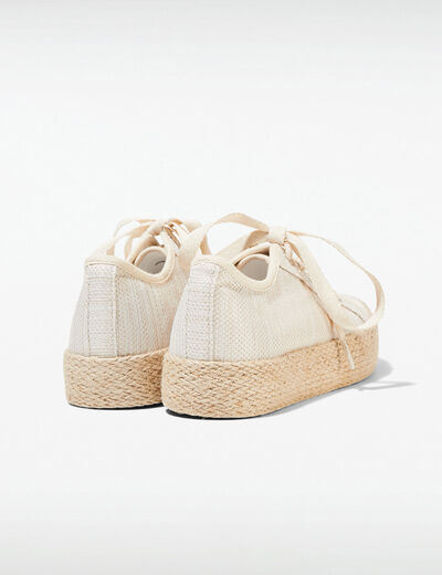 Espadrilles plates avec cordes ecru femme