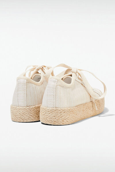 Espadrilles plates avec cordes ecru femme