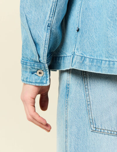 Surchemise en jeans coton coupe droite denim bleach homme