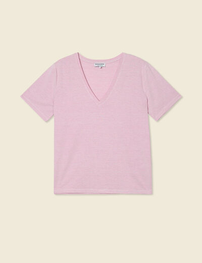 T-shirt manches courtes rose clair femme
