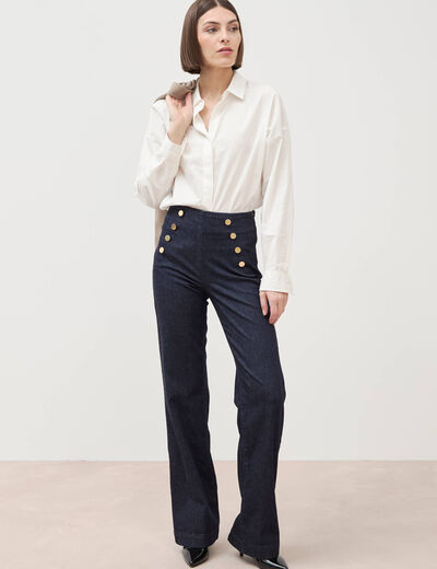 Jeans flare &agrave; pont denim brut femme