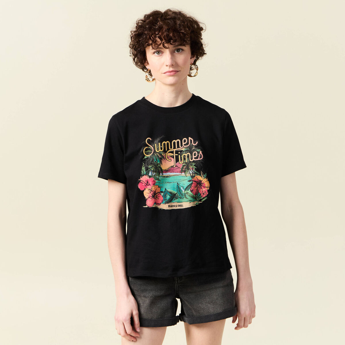 T-shirt manches courtes noir femme
