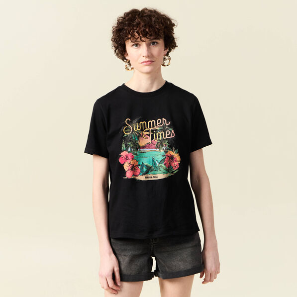 T-shirt manches courtes noir femme