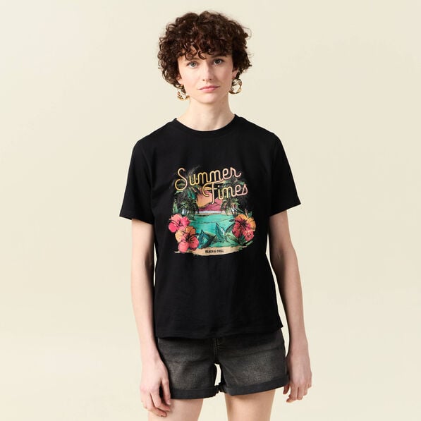 t shirt manches courtes noir femme T-shirt manches courtes noir femme