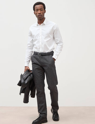 Pantalon chino avec ceinture gris fonc&eacute; homme
