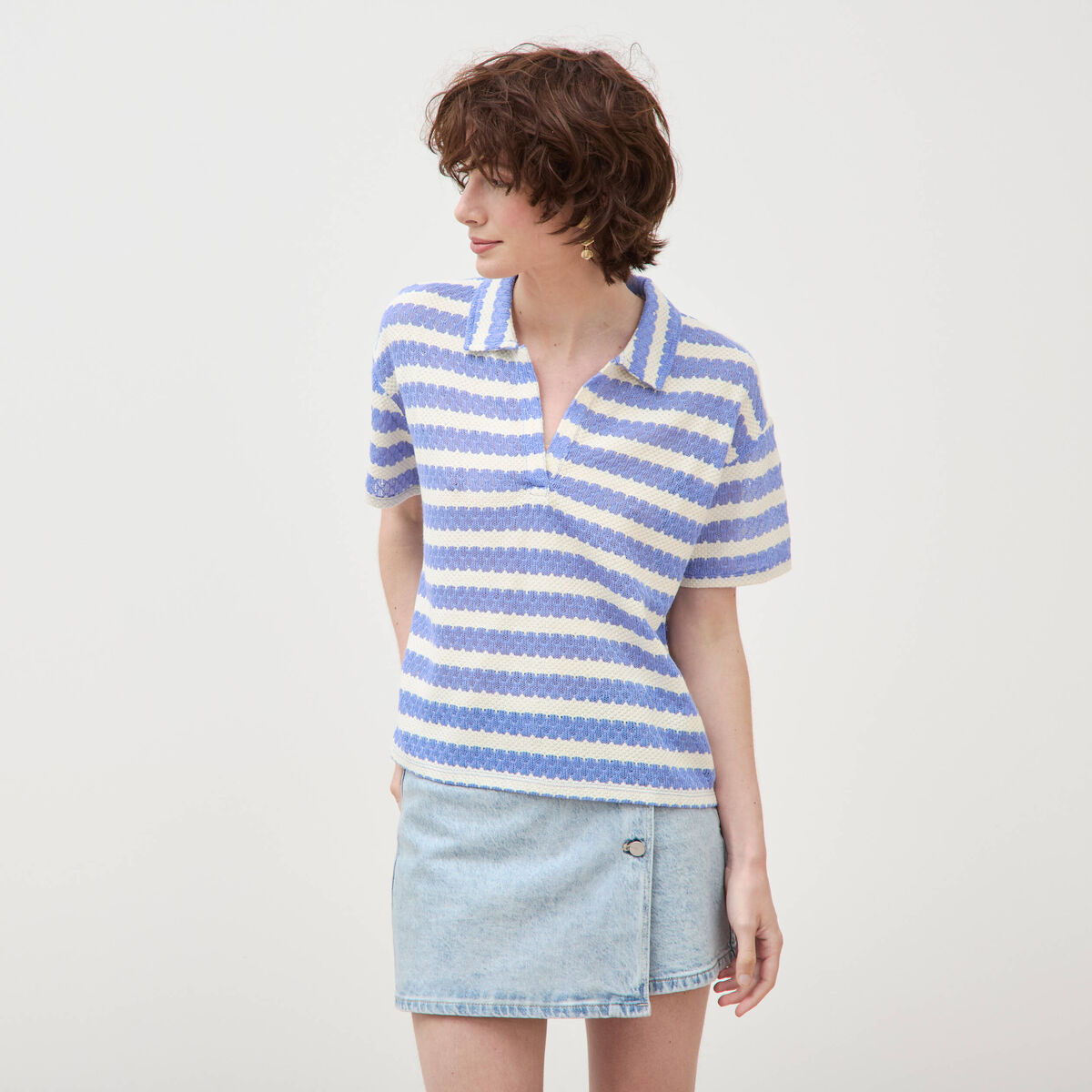 T-shirt manches courtes bleu ciel femme