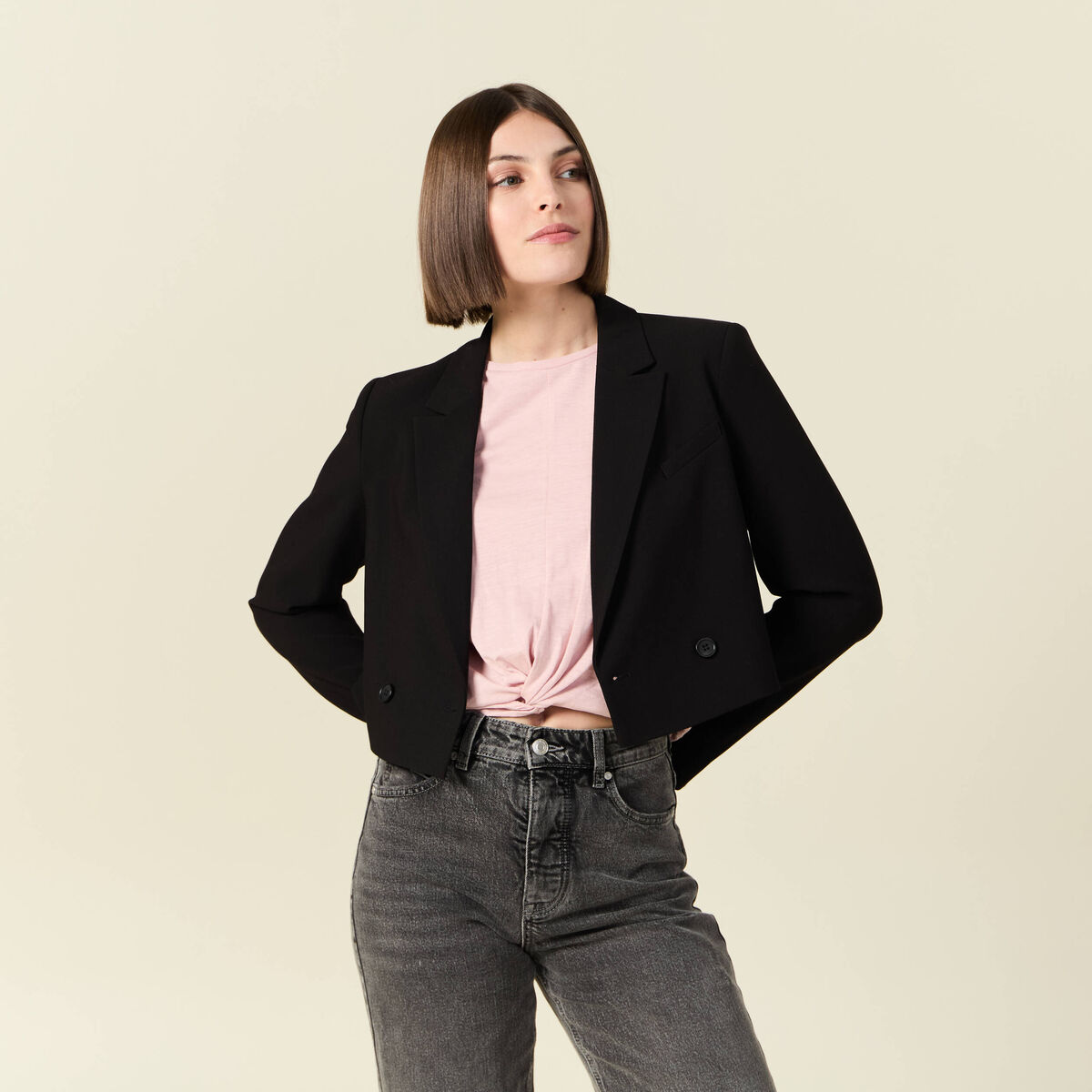 Veste courte éco-responsable noir femme