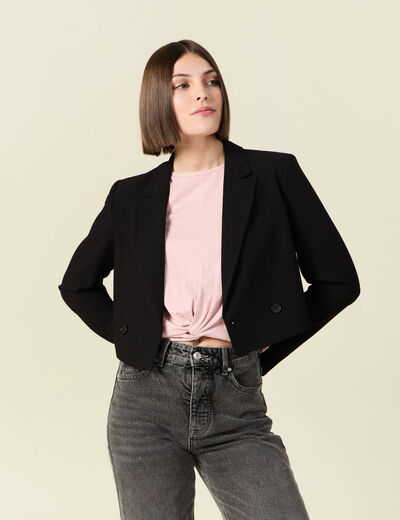 Veste courte éco-responsable noir femme