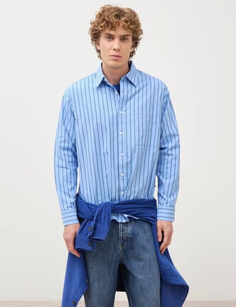Chemise boyfriend en coton bleu ciel homme