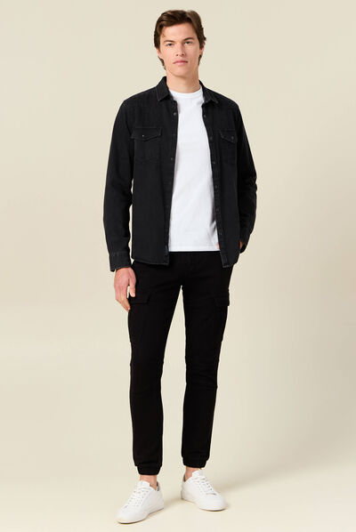 Pantalon cargo taille à cordon noir homme