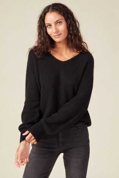 Pull éco-responsable noir femme
