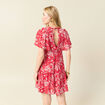 Robe évasée manches courtes rouge femme