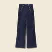 Jeans bootcut taille haute 7/8&egrave;me denim brut femme