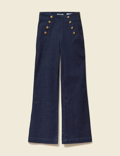 Jeans bootcut taille haute 7/8&egrave;me denim brut femme