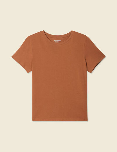 T-shirt éco-responsable marron cognac femme