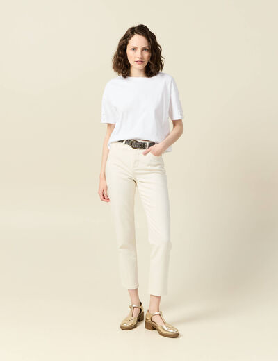 Jeans mom 7/8ème ecru femme