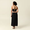 Robe longue droite satin noir femme