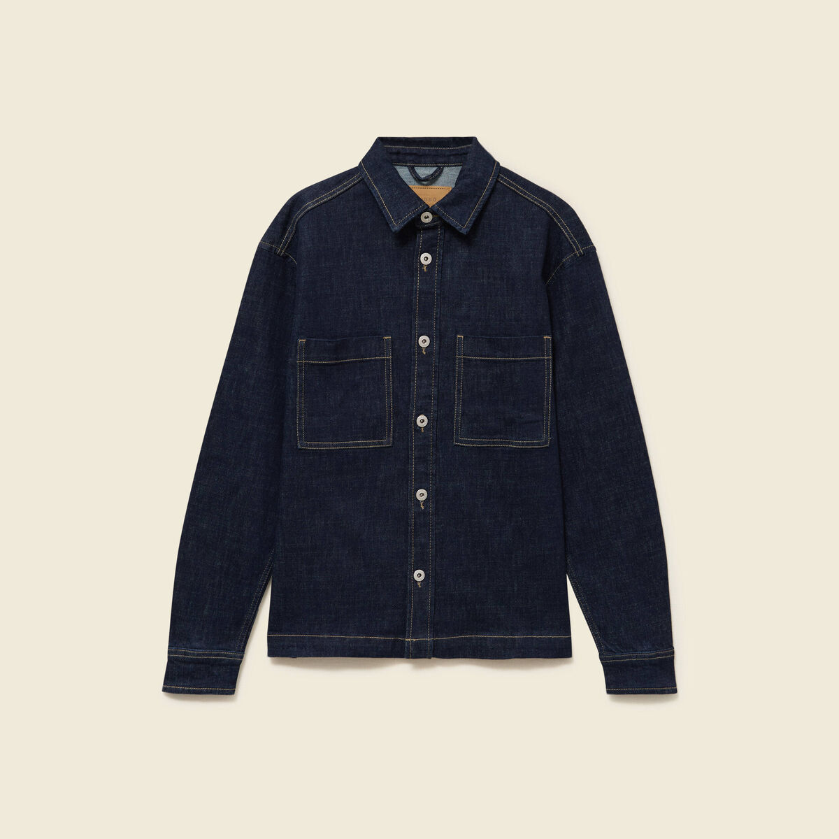 Surchemise en jeans manches longues denim brut clean homme