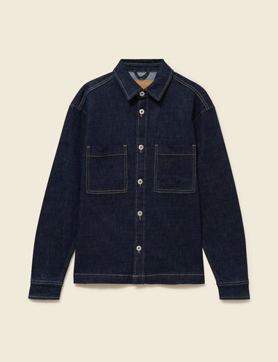 Surchemise en jeans manches longues denim brut clean homme