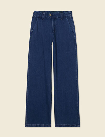 Jeans large taille haute denim brut femme