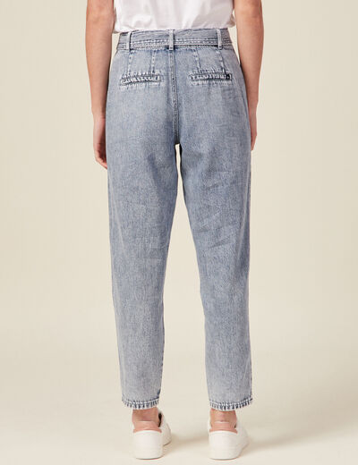 Jeans paperbag ceinturé denim snow bleu femme