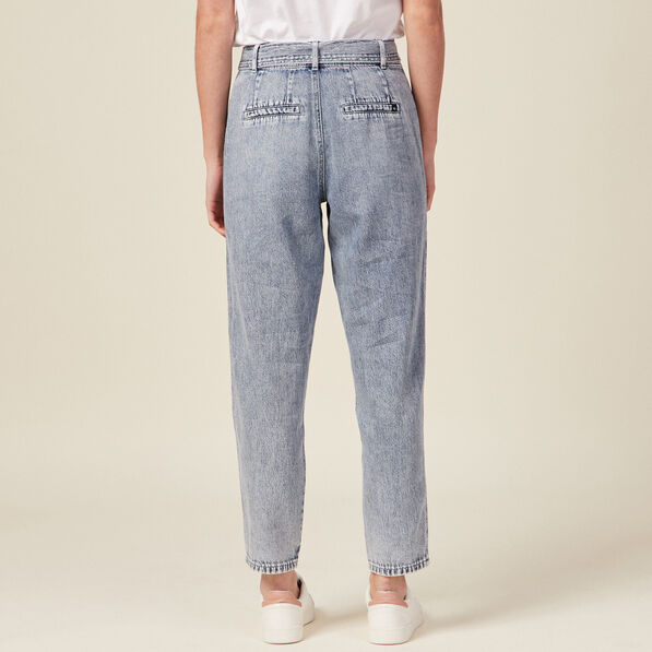 Jeans paperbag ceinturé denim snow bleu femme
