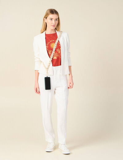Pantalon cargo fluide ecru femme