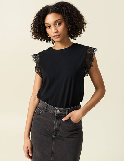 T-shirt manches courtes noir femme
