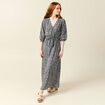Robe longue trapèze bleu femme