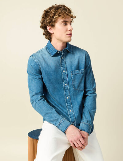 Chemise en jeans manches longues denim stone homme